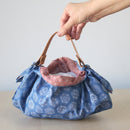 Belt and Reversible two sided/double sided Furoshiki Japanese Traditional Cotton Cloth 50cm(19.60") Blue turtle shell pattern X Red asanoha