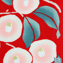 Furoshiki Japanese Traditional Cotton Cloth 48cm (18.9")red + Bamboo ring Yumeji's Tsubaki,gift