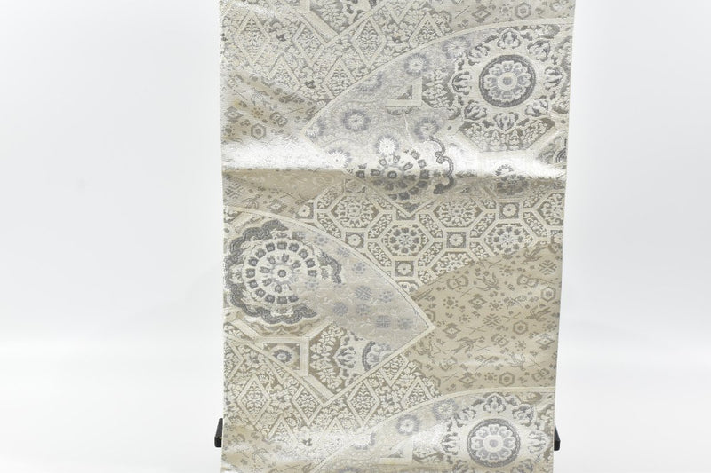Vintage Obi, Japanese kimono belt, Authentic Silk Obi. silver,Rokutsu,432cm(170") X30.6cm (12") gift