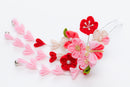 Kanzashi Flower hair stick Tsumami Zaiku Chirimen  Japanese accessory (pink) 2 set