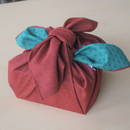 Large size 70cm( 27.50inch):Reversible two sided/double sided Furoshiki Japanese Traditional Polyester Cloth Red wave X Green Asanoha