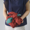 Large size 70cm( 27.50inch):Reversible two sided/double sided Furoshiki Japanese Traditional Polyester Cloth Red wave X Green Asanoha