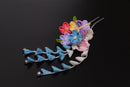Kanzashi Flower hair stick Tsumami Zaiku Chirimen  Japanese accessory (blue) 2 set