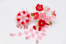 Kanzashi Flower hair stick Tsumami Zaiku Chirimen  Japanese accessory (pink) 2 set