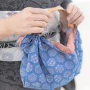 Belt and Reversible two sided/double sided Furoshiki Japanese Traditional Cotton Cloth 50cm(19.60") Blue turtle shell pattern X Red asanoha