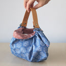 Belt and Reversible two sided/double sided Furoshiki Japanese Traditional Cotton Cloth 50cm(19.60") Blue turtle shell pattern X Red asanoha