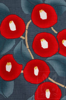 Furoshiki Japanese Traditional Cotton Cloth 48cm (18.9")green + Bamboo ring Yumeji's Tsubaki,gift