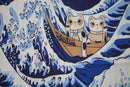 Manekineko_cat neko wave fuji,tenugui, japanese tenugui, japanese towel 35x90cm (13" x 35")