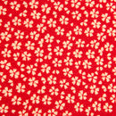 Hitokoshi Chirimen kimono fabric tiny cherry blossom on red