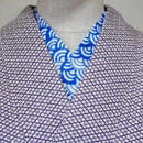 Han eri Cotton washable 17x90cm (6" x 35").. seigaiha blue,for kimono,Yukata