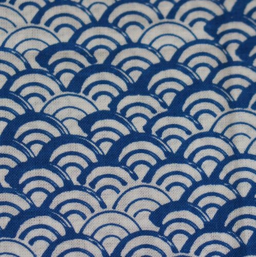 Han eri Cotton washable 17x90cm (6" x 35").. seigaiha blue,for kimono,Yukata