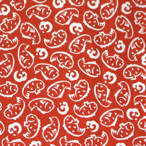 Last Han eri Cotton washable 17x90cm (6" x 35").. red snapper,for kimono,Yukata