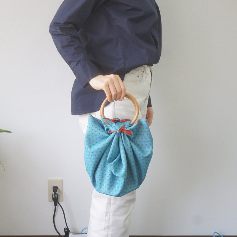 Dots Furoshiki & Leather Carry Strap Bag Set by Link