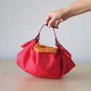 Belt and Reversible two sided/double sided Furoshiki Japanese Traditional Polyester Cloth 50cm(19.60") Red hail pattern X Yellow sakura