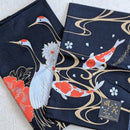 TWO Furoshiki Japanese Traditional Cotton Cloth 50cmX50cm Carp(Nisiki-goi) and Crane