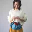 Belt and Reversible two sided/double sided Furoshiki 50X50cmJapanese Traditional Polyester Cloth  Green AsanohaXRed