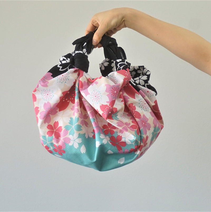 Large Furoshiki Japanese Cotton Cloth colorful sakura  size 107cm(42inch) made in Japan Eco