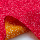 Large size 70cm( 27.50"): Reversible two sided/double sided Furoshiki Japanese Traditional Polyester Cloth Red hail pattern X Yellow sakura