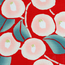 Furoshiki Japanese Traditional Cotton Cloth 48cm (18.9")red + Bamboo ring Yumeji's Tsubaki,gift