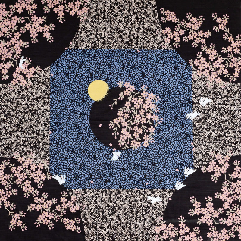 Large 118cm(46inch) Furoshiki Japanese Cotton Cloth Bunnies,sakura and moon