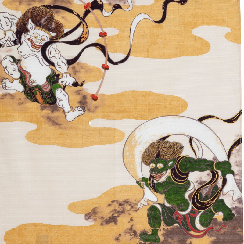 TWO Furoshiki Japanese Traditional Cotton Cloth 50cmX50cm Fujin and Raijin/Toshukai sharaku