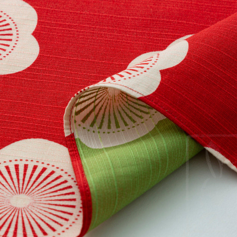 Furoshiki | Japanese 48cm(18.89") double sided /Isa Monyo Reversible Ume Plum Red/Green