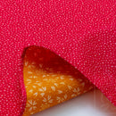 Belt and Reversible two sided/double sided Furoshiki Japanese Traditional Cotton Cloth 50cm(19.60") Red hail pattern X Yellow sakura