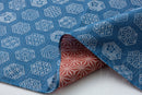 Reversible double sided Furoshiki Japanese Traditional Cotton Cloth 50cmX50cm Blue turtle shell pattern X Red asanoha