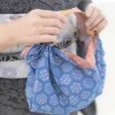 Belt and Reversible two sided/double sided  Furoshiki Japanese Traditional Cotton Cloth 50cm(19.60") Blue turtle shell pattern X Red asanoha