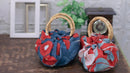 Furoshiki Japanese Traditional Cotton Cloth 48cm (18.9")+ Bamboo ring Yumeji's Tsubaki,gift