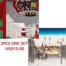 TWO Furoshiki Japanese Traditional Cotton Cloth 50cmX50cm_Asakusa kaminarimon/nihonbashi