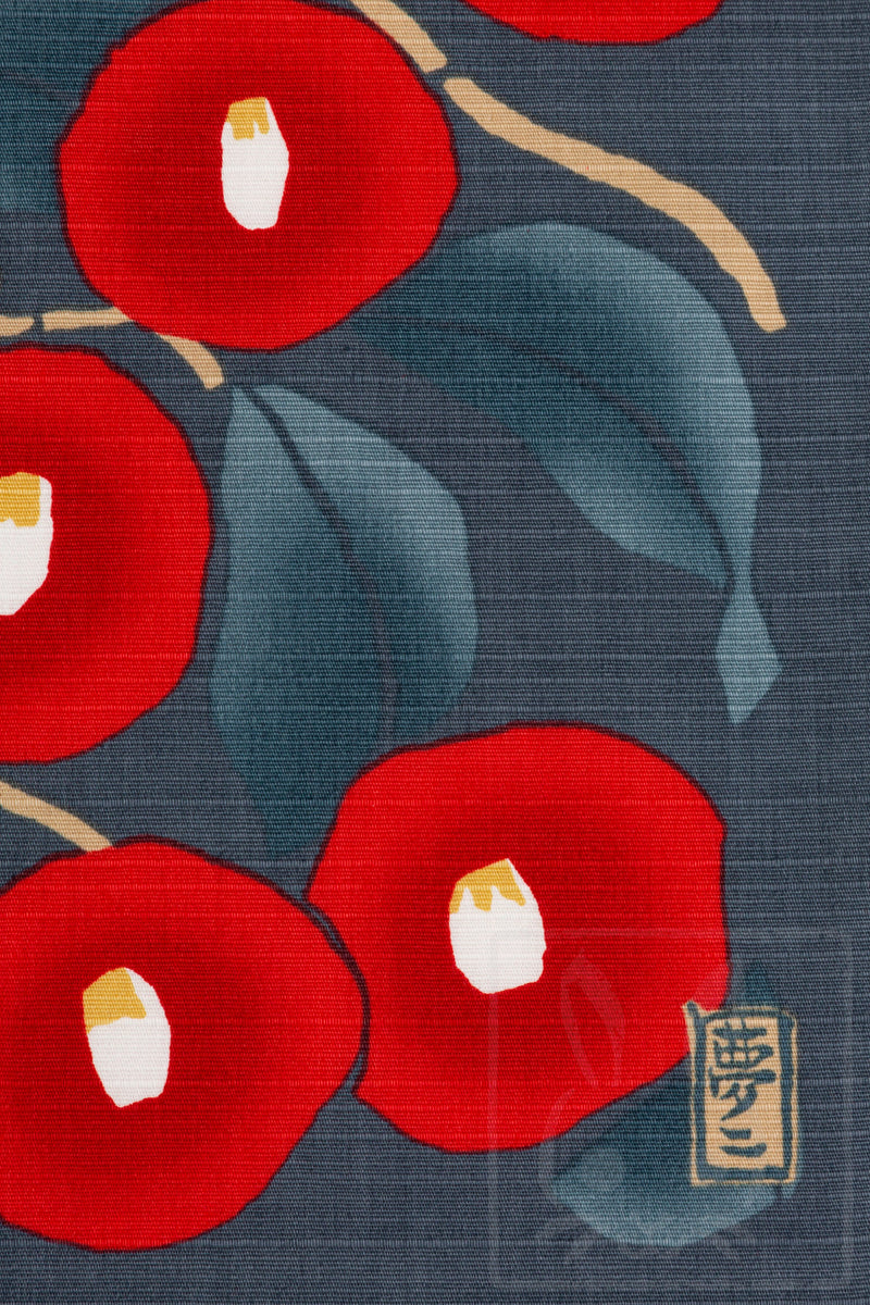 Furoshiki Japanese Traditional Cotton Cloth 48cm (18.9")+ Bamboo ring Yumeji's Tsubaki,gift