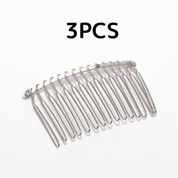 Hair Comb 3PCS for Kanzashi Tsumami zaiku 15 teeth(silver)