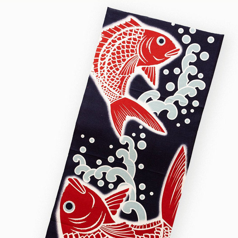 Tenugui Red snapper Japanese Traditional Cotton Cloth 35x90cm (13" x 35").. -Red snapper