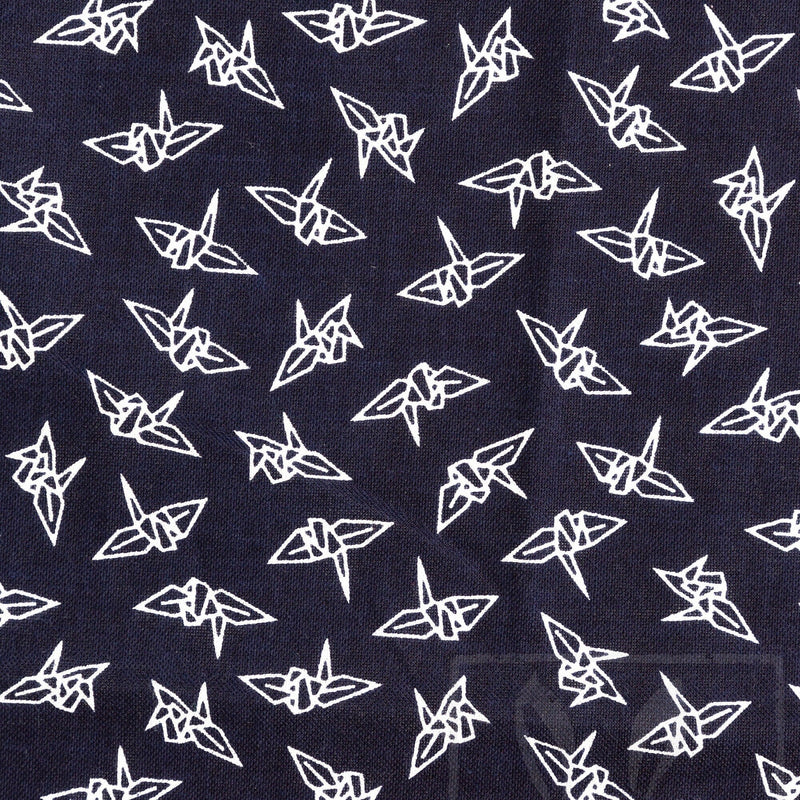 Tenugui Japanese Traditional Cotton Cloth 35x90cm (13" x 35").. -Origami Crane blue