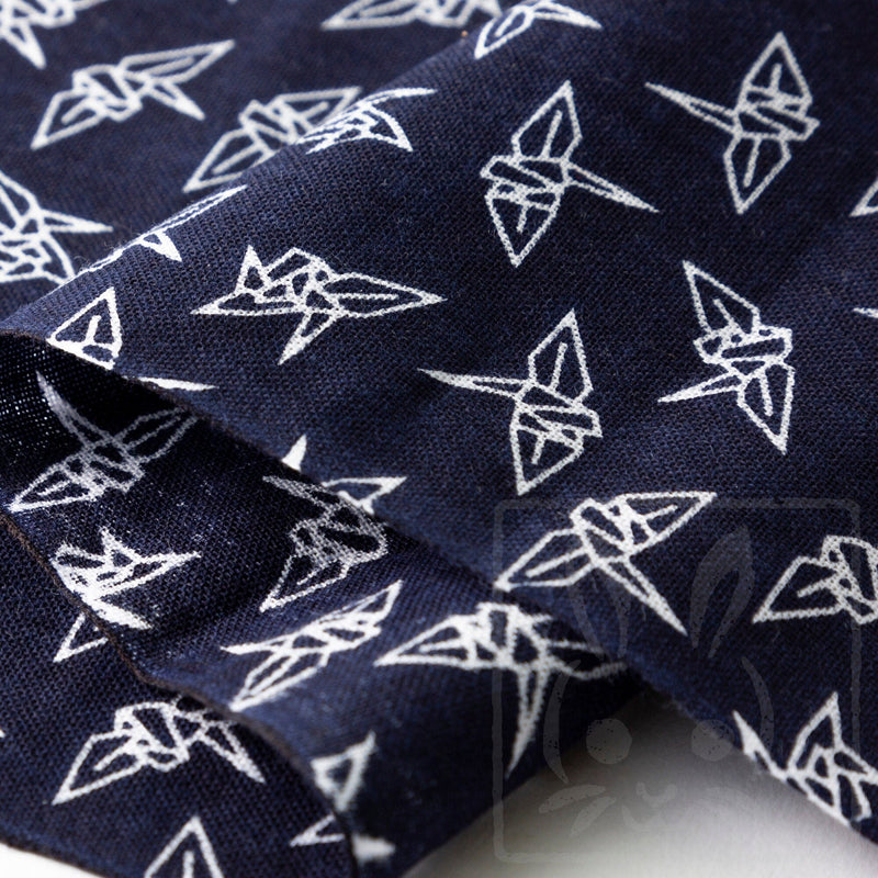 Tenugui Japanese Traditional Cotton Cloth 35x90cm (13" x 35").. -Origami Crane blue