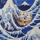 Manekineko_cat neko wave fuji,tenugui, japanese tenugui, japanese towel 35x90cm (13" x 35")