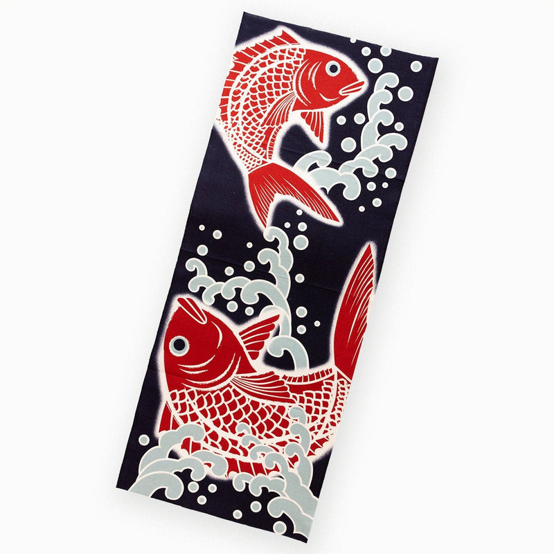 Tenugui Red snapper Japanese Traditional Cotton Cloth 35x90cm (13" x 35").. -Red snapper