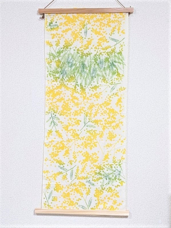 LAST Tenugui Japanese Traditional Cotton Cloth 37x90cm (14" x 35" Hand Dyed-Mimoza-Chusen dyeing,fabric,tapestry,Nijiyura brand
