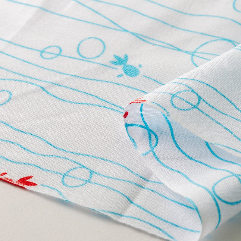 Tenugui Japanese Traditional Cotton towel 35x90cm (13" x 35").. -white kingyo,gold fish