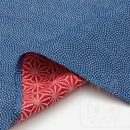 Large size 100cm(39.3")Reversible two sided Furoshiki Japanese Traditional Cotton Cloth Blue wave X Red Asanoha
