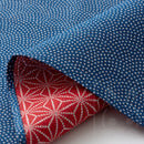 Reversible two sided/double sided  Furoshiki Japanese Traditional Cotton Cloth 50cmX50cm Blue wave X Red Asanoha
