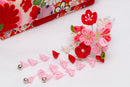 Kanzashi Flower hair stick Tsumami Zaiku Chirimen  Japanese accessory (pink) 2 set